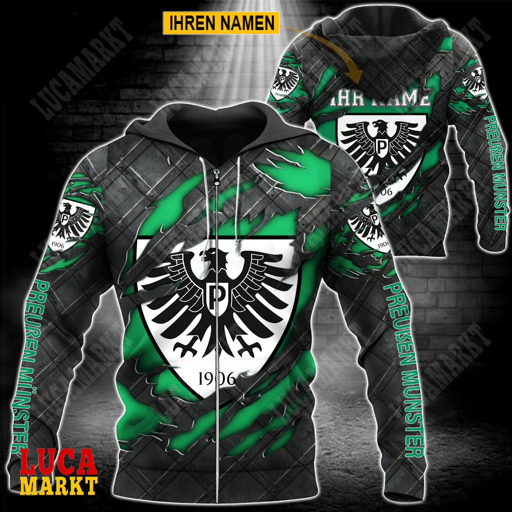 SC Preußen Münster - Reißverschluss-Hoodie Neue Edition mit Ihrem Namen