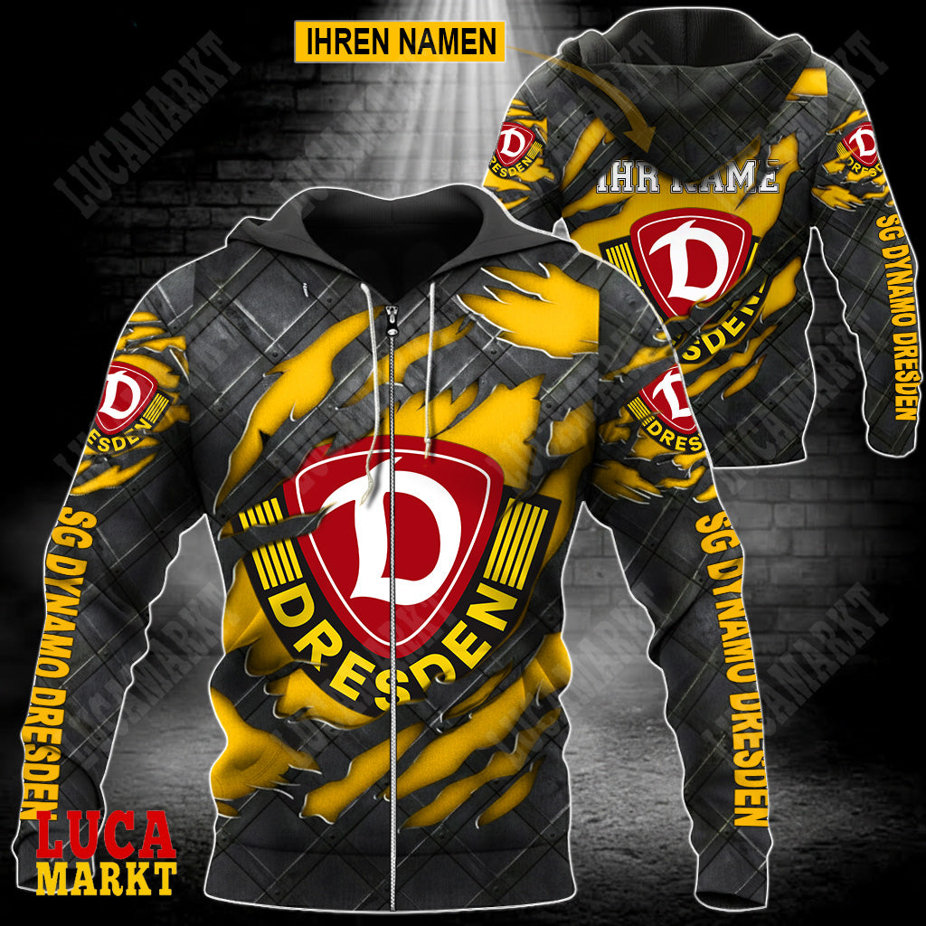 SG Dynamo Dresden - Reißverschluss-Hoodie Neue Edition mit Ihrem Namen