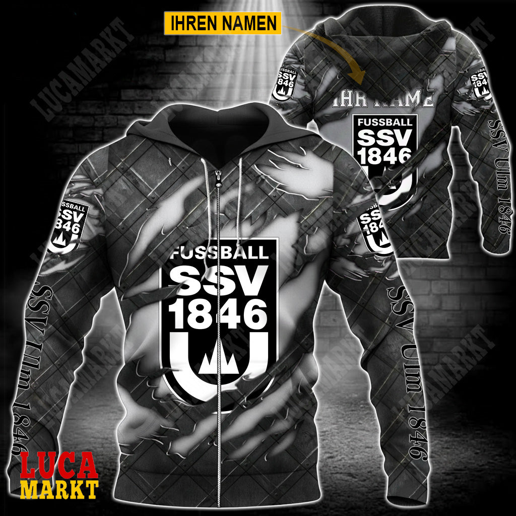 SSV Ulm 1846 - Reißverschluss-Hoodie Neue Edition mit Ihrem Namen