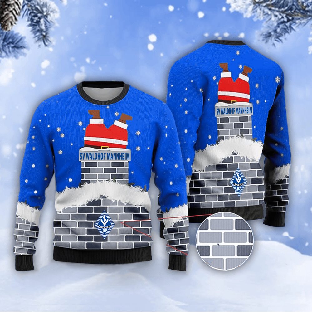 Neues Modell: SV Waldhof Mannheim 07 Weihnachtspullover mit Weihnachtsmann-Motiv