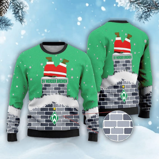 Neues Modell: SV Werder Bremen Weihnachtspullover mit Weihnachtsmann-Motiv