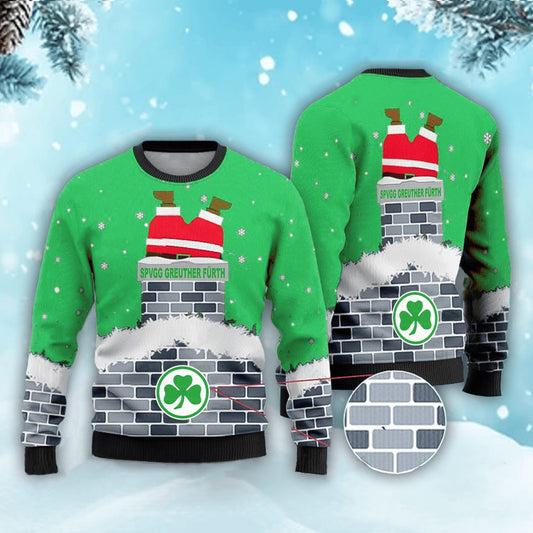 Neues Modell: SpVgg Greuther Fürth Weihnachtspullover mit Weihnachtsmann-Motiv