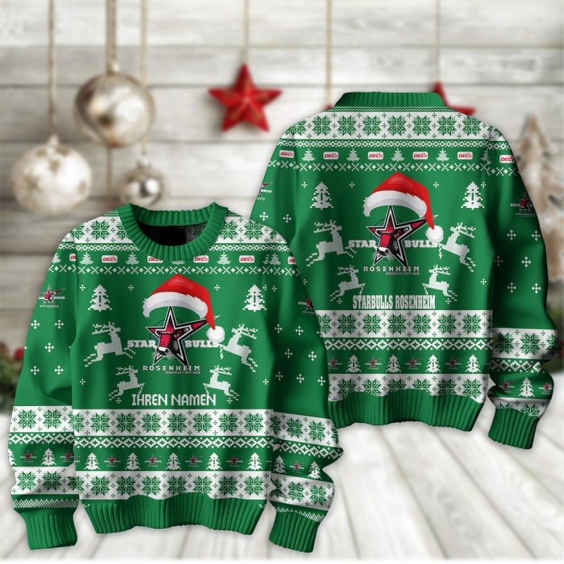 Starbulls Rosenheim Fan Edition Weihnachtspullover im neuen Design - Individueller Name