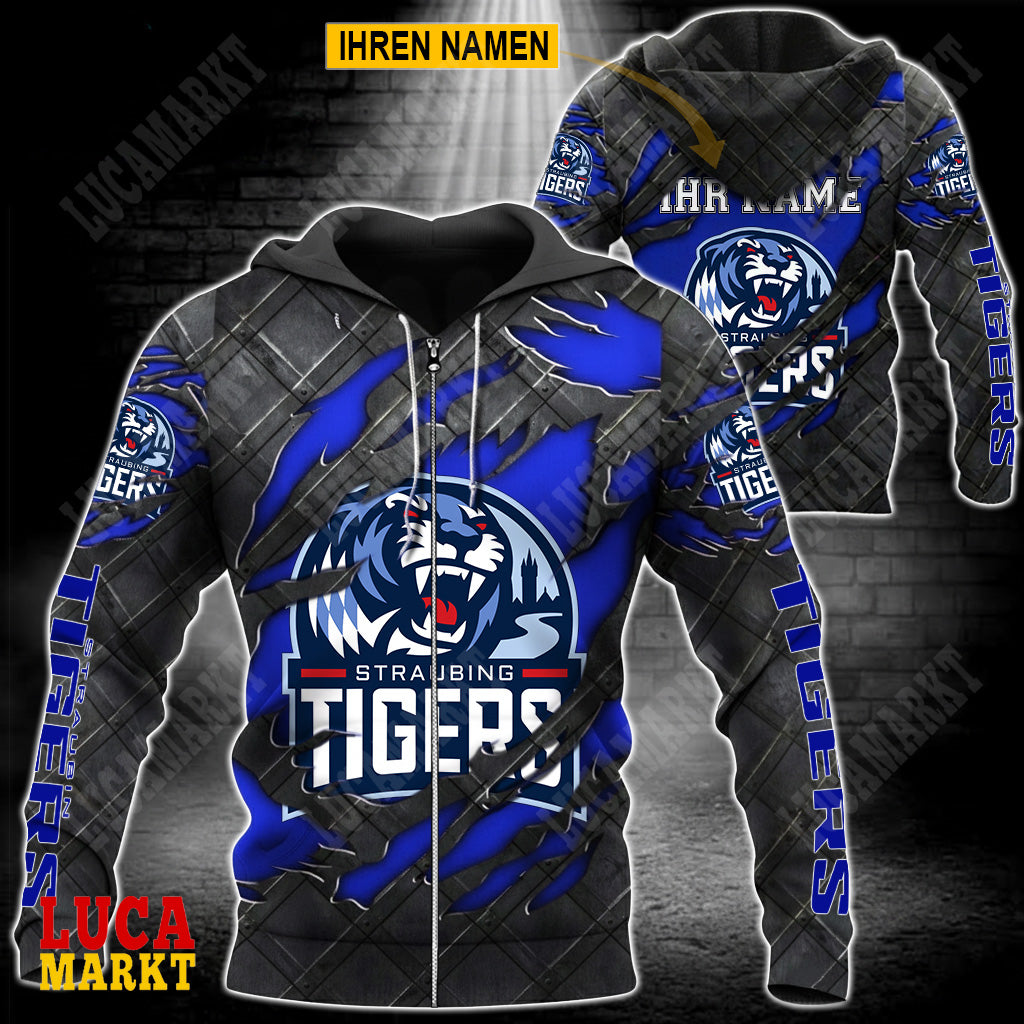 Straubing Tigers - Reißverschluss-Hoodie Neue Edition mit Ihrem Namen