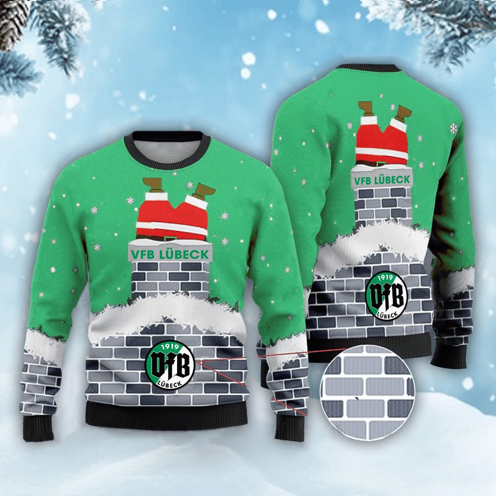 Neues Modell: VfB Lübeck Weihnachtspullover mit Weihnachtsmann-Motiv