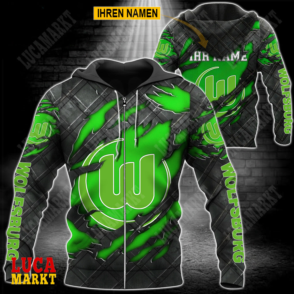 VfL Wolfsburg - Reißverschluss-Hoodie Neue Edition mit Ihrem Namen