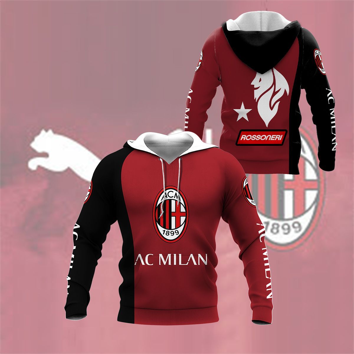 AC Milan Rossoneri Rot Schwarz Kapuzenpullover
