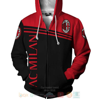 AC Milan Rot Schwarz Reißverschluss-Hoodie
