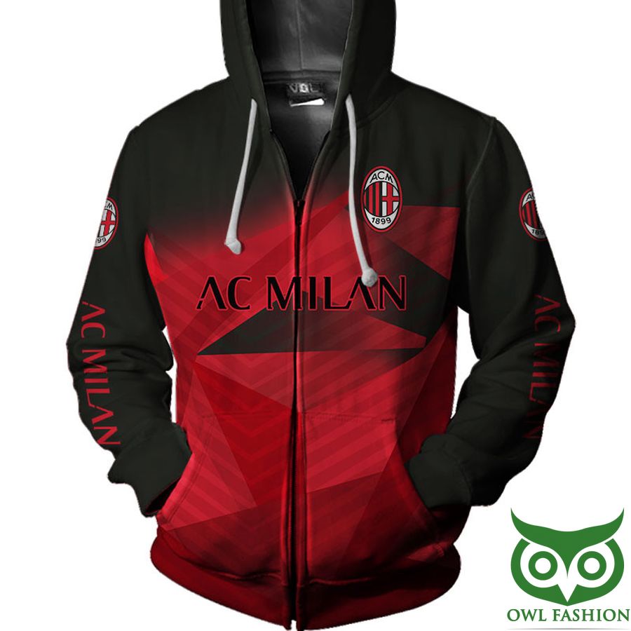 AC Milan Schwarz Rot Hawaiian Reißverschluss-Hoodie