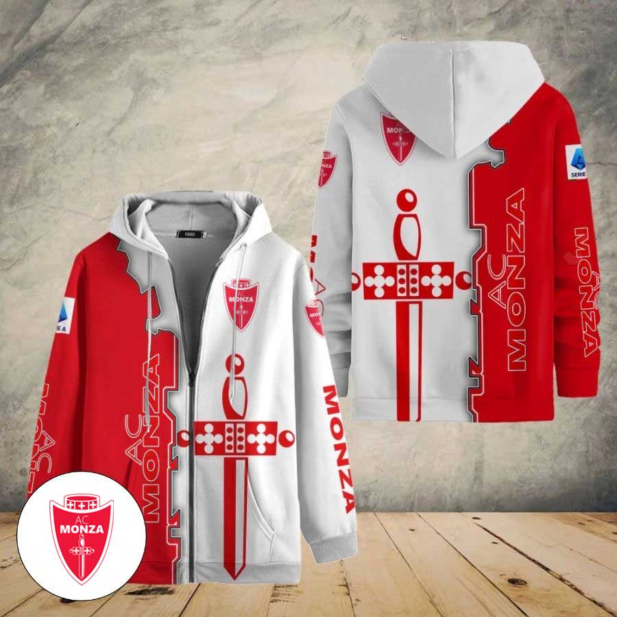 AC Monza Logo Unisex Stil Reißverschluss-Hoodie