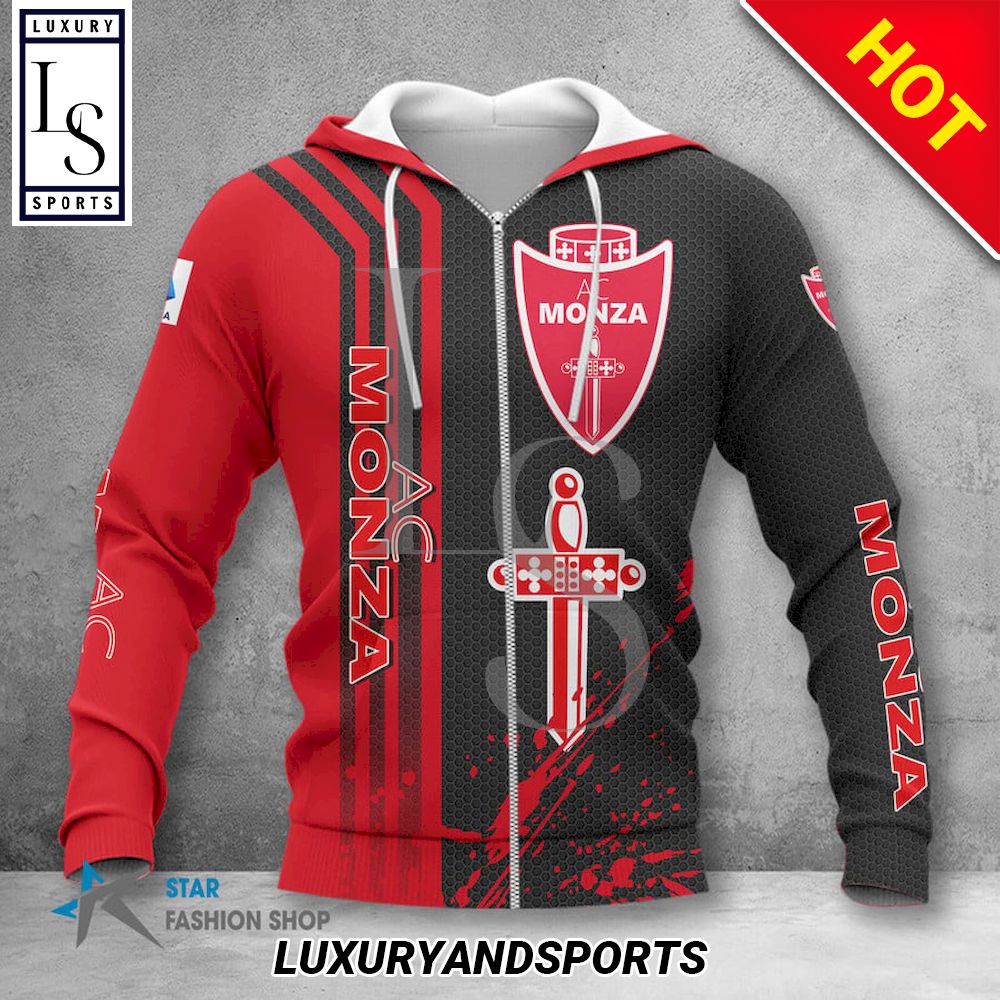 AC Monza Rot Schwarz Reißverschluss-Hoodie