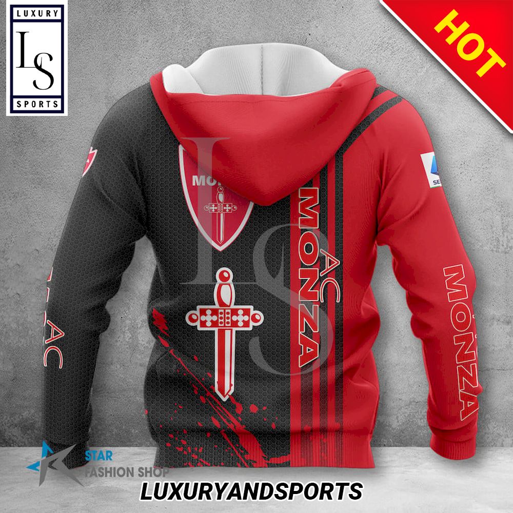 AC Monza Rot Schwarz Reißverschluss-Hoodie