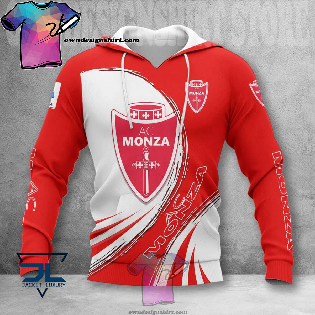 AC Monza Rot Weiß Kapuzenpullover