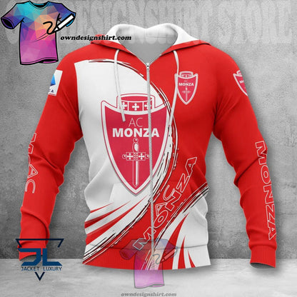 AC Monza Rot Weiß Reißverschluss-Hoodie