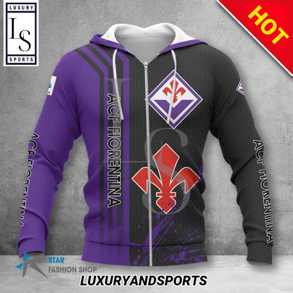 ACF Fiorentina Lila Schwarz Reißverschluss-Hoodie