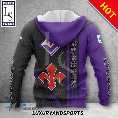 ACF Fiorentina Lila Schwarz Reißverschluss-Hoodie