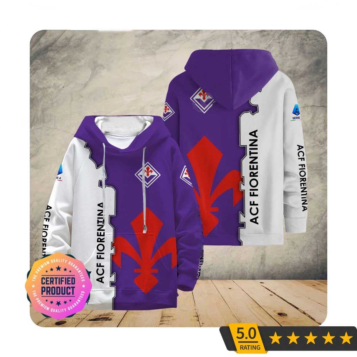 ACF Fiorentina Lila Weiß Stil Kapuzenpullover