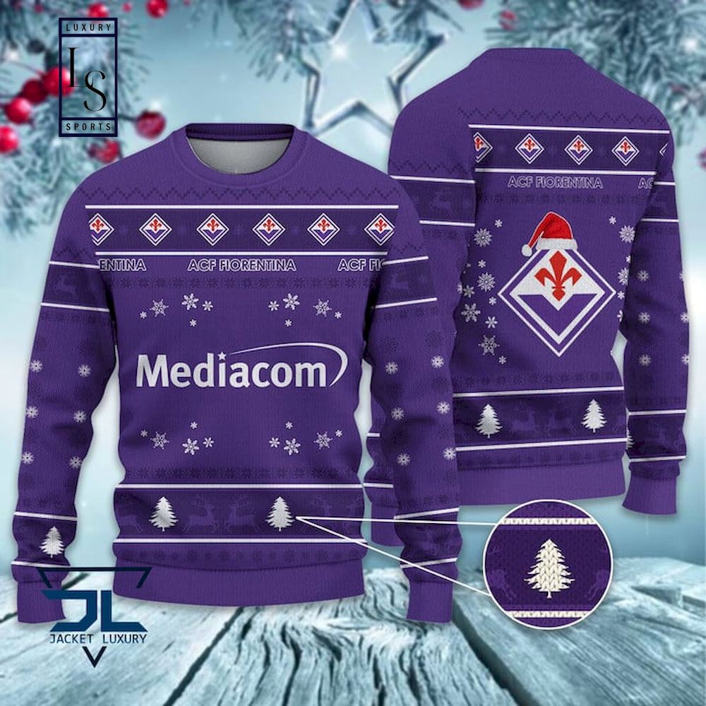 ACF Fiorentina Mediacom Hässlich Weihnachtspullover