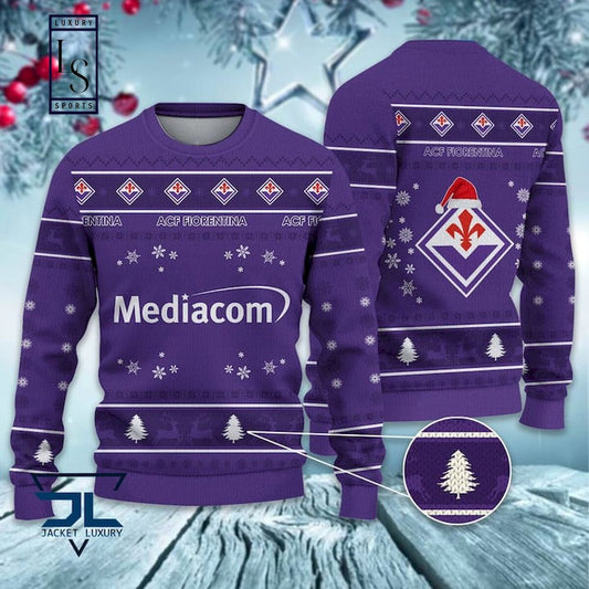 ACF Fiorentina Mediacom Hässlich Weihnachtspullover