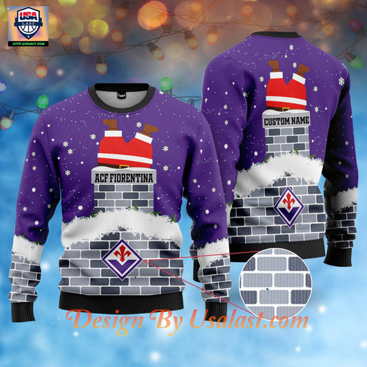 ACF Fiorentina Weihnachtsmann Individueller Name Hässlich Weihnachtspullover