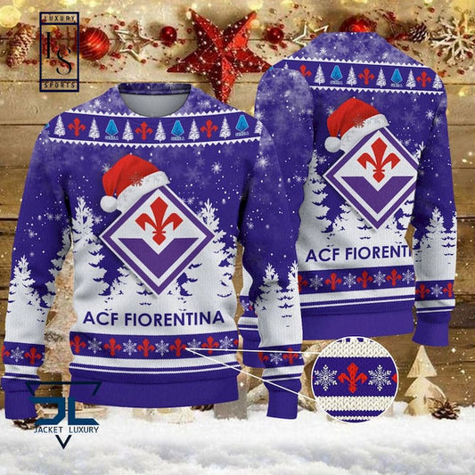 ACF Fiorentina Weihnachtsmütze Hässlich Weihnachtspullover