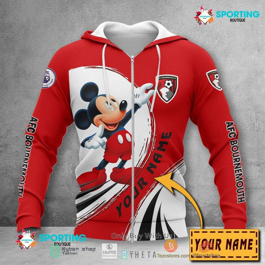 AFC Bournemouth Individueller Name Mickey Reißverschluss-Hoodie