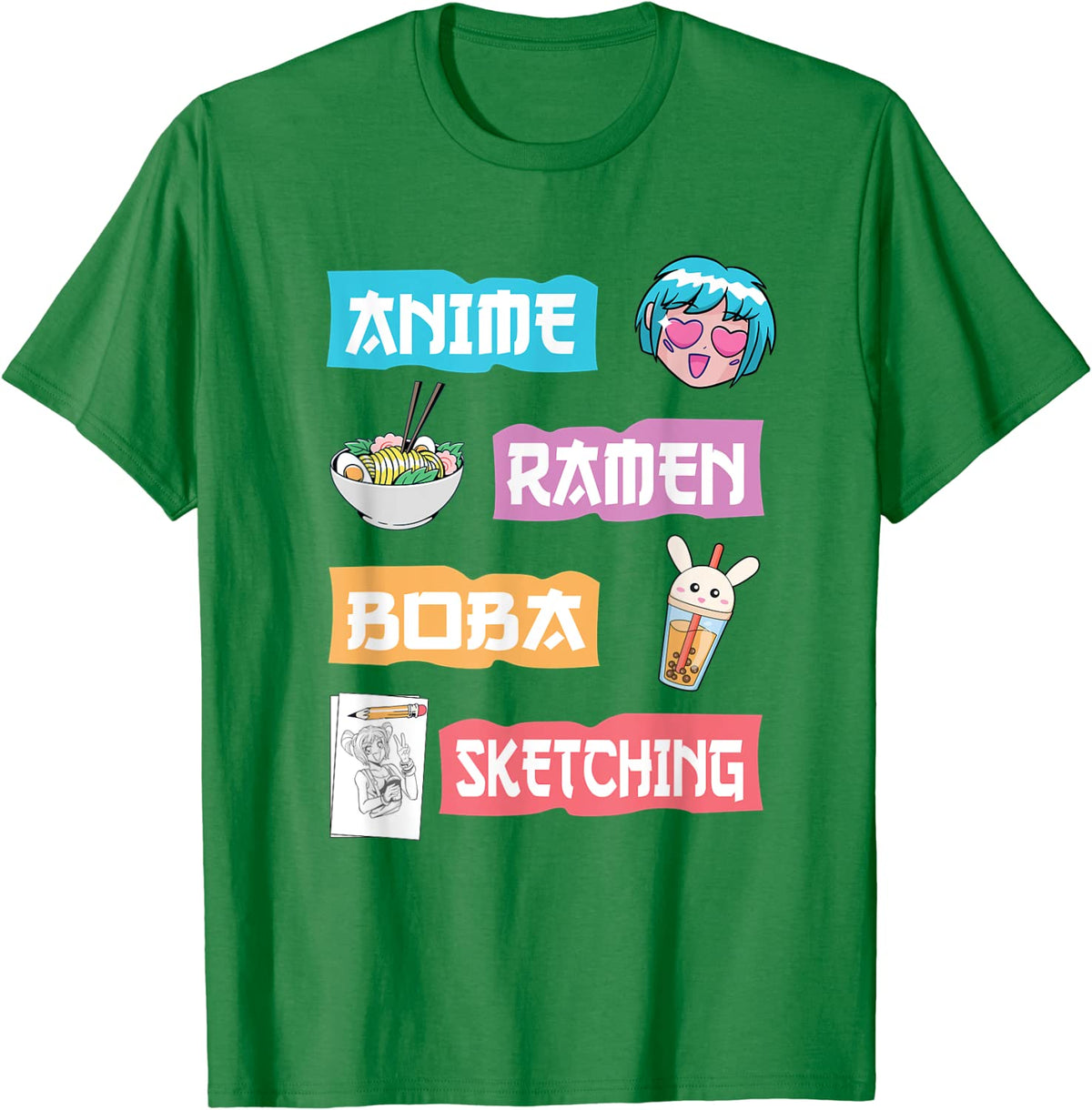 Anime Lover - Anime Ramen Boba Sketching T-Shirt