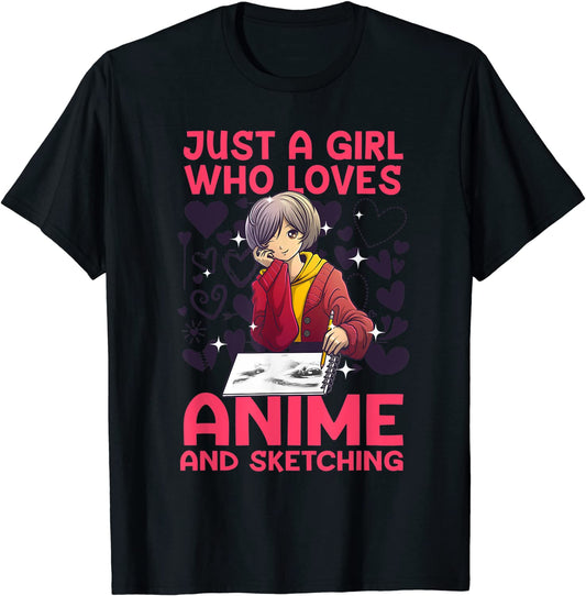 Anime Lover - Girl Anime Merch Sketch T-Shirt