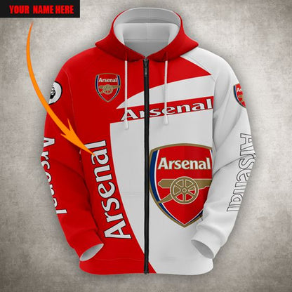 Arsenal FC Individueller Name Reißverschluss-Hoodie V2