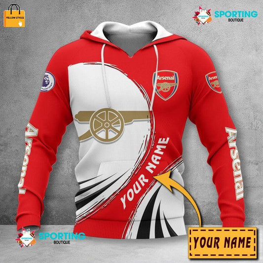 Arsenal FC Individueller Name Rot Weiß Die Kanoniere Kapuzenpullover