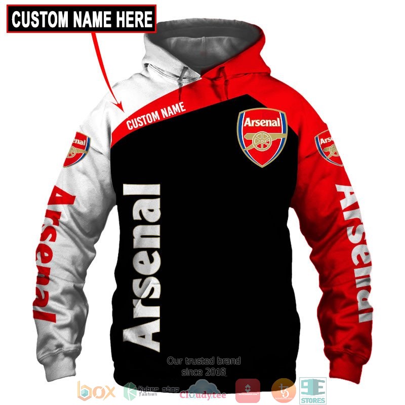 Arsenal FC Individueller Name Schwarz Rot Kapuzenpullover