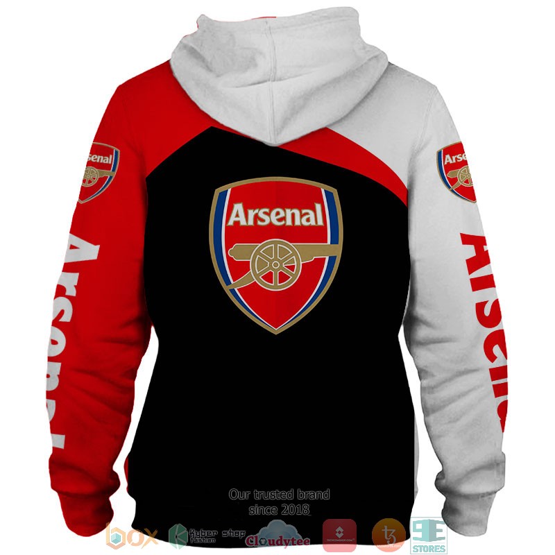 Arsenal FC Individueller Name Schwarz Rot Kapuzenpullover