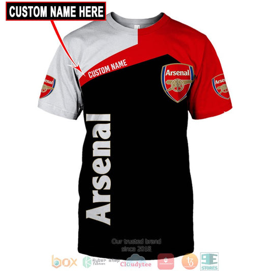 Arsenal FC Individueller Name Schwarz Rot T-Shirt