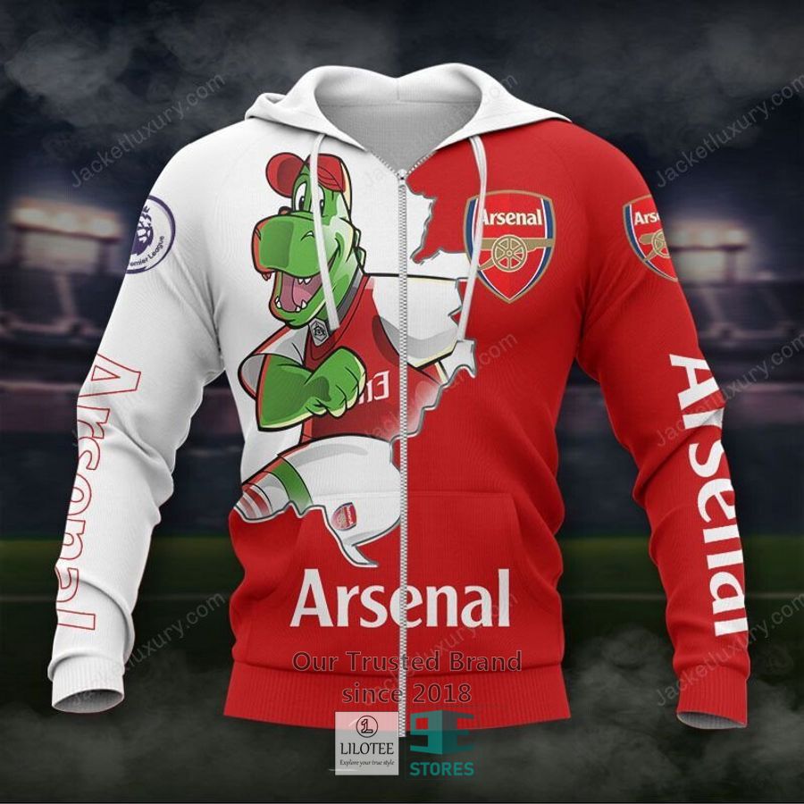 Arsenal FC Rot Weiß Kratzen Maskottchen Reißverschluss-Hoodie