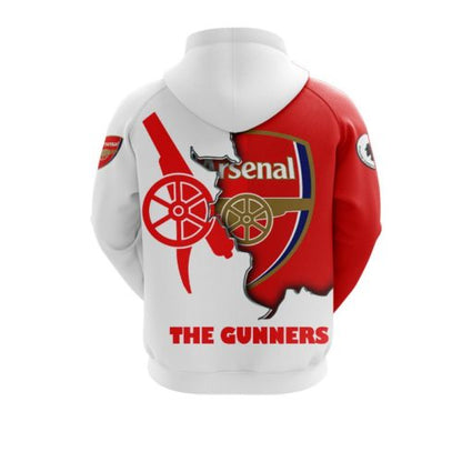 Arsenal FC Weiß Rot Die Kanoniere Reißverschluss-Hoodie
