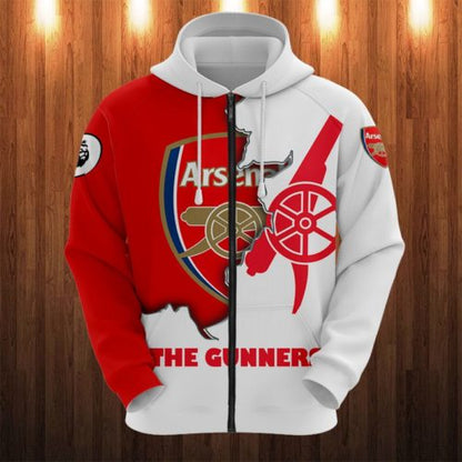 Arsenal FC Weiß Rot Die Kanoniere Reißverschluss-Hoodie