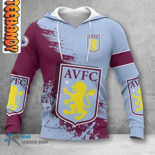 Aston Villa FC Blau Rotwein Kapuzenpullover V10
