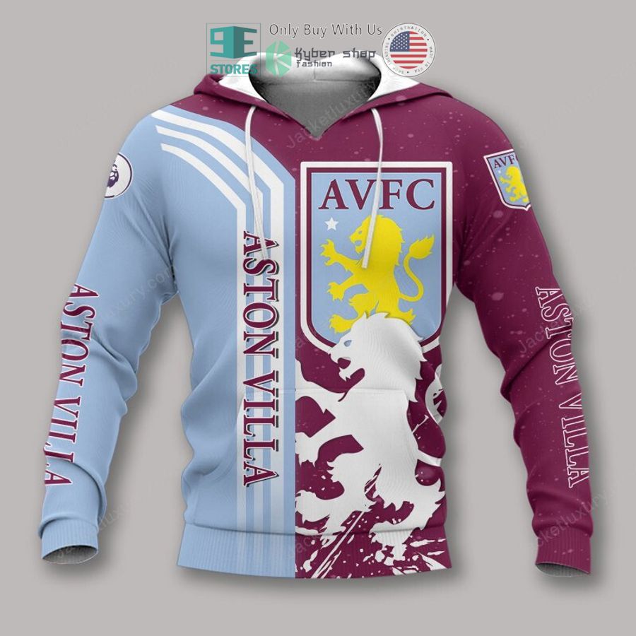 Aston Villa FC Blau Rotwein Kapuzenpullover V5