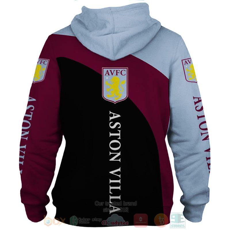 Aston Villa FC Rotwein Blau Schwarz Reißverschluss-Hoodie