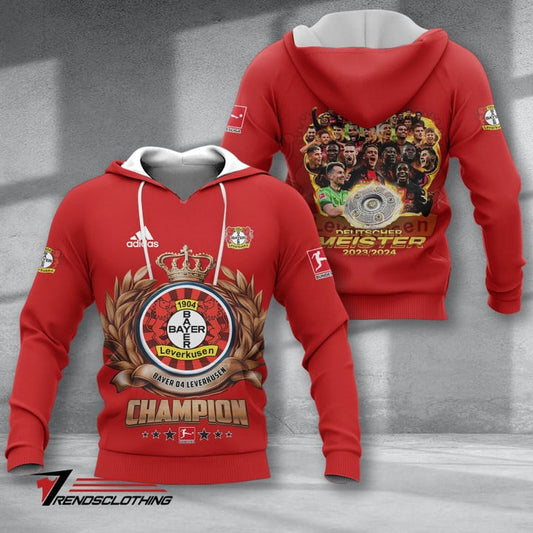 Bayer 04 Leverkusen Meister 2024 Rot Kapuzenpullover