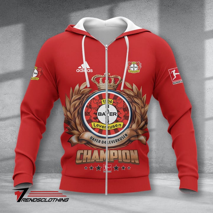 Bayer 04 Leverkusen Meister 2024 Rot Reißverschluss-Hoodie