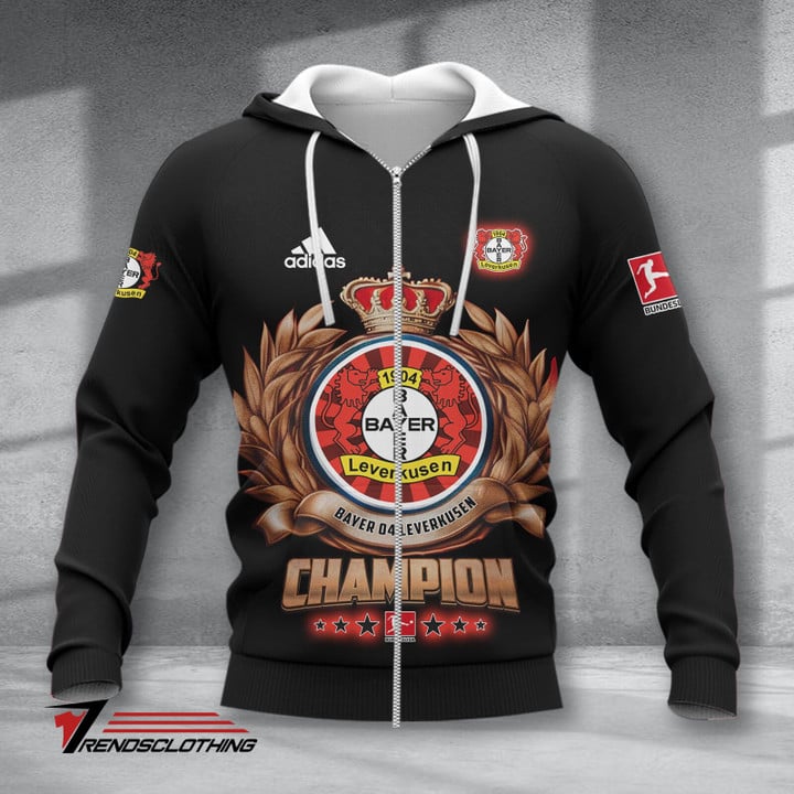 Bayer 04 Leverkusen Meister 2024 Schwarz Reißverschluss-Hoodie