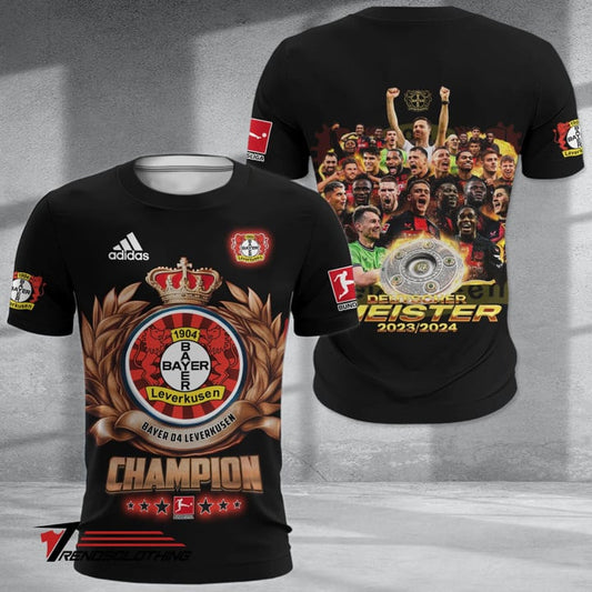 Bayer 04 Leverkusen Meister 2024 Schwarz T-Shirt