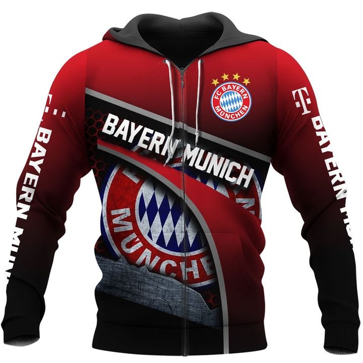 Bayern München Dunkel Rot Begrenzt Reißverschluss-Hoodie