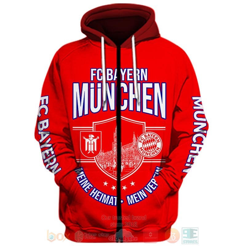 Bayern München Rot Mia San Mia Reißverschluss-Hoodie