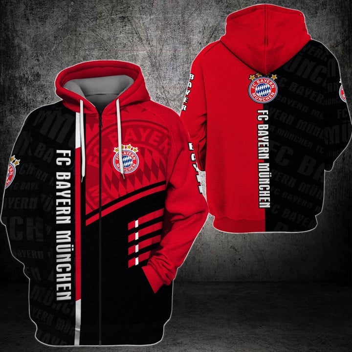 Bayern München Rot Schwarz Reißverschluss-Hoodie