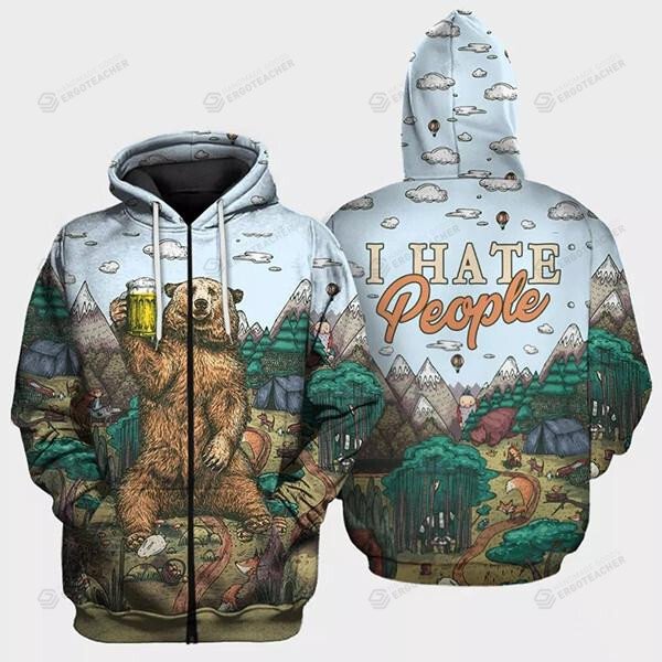 Beer Lover - I Hate People Reißverschluss-Hoodie V2