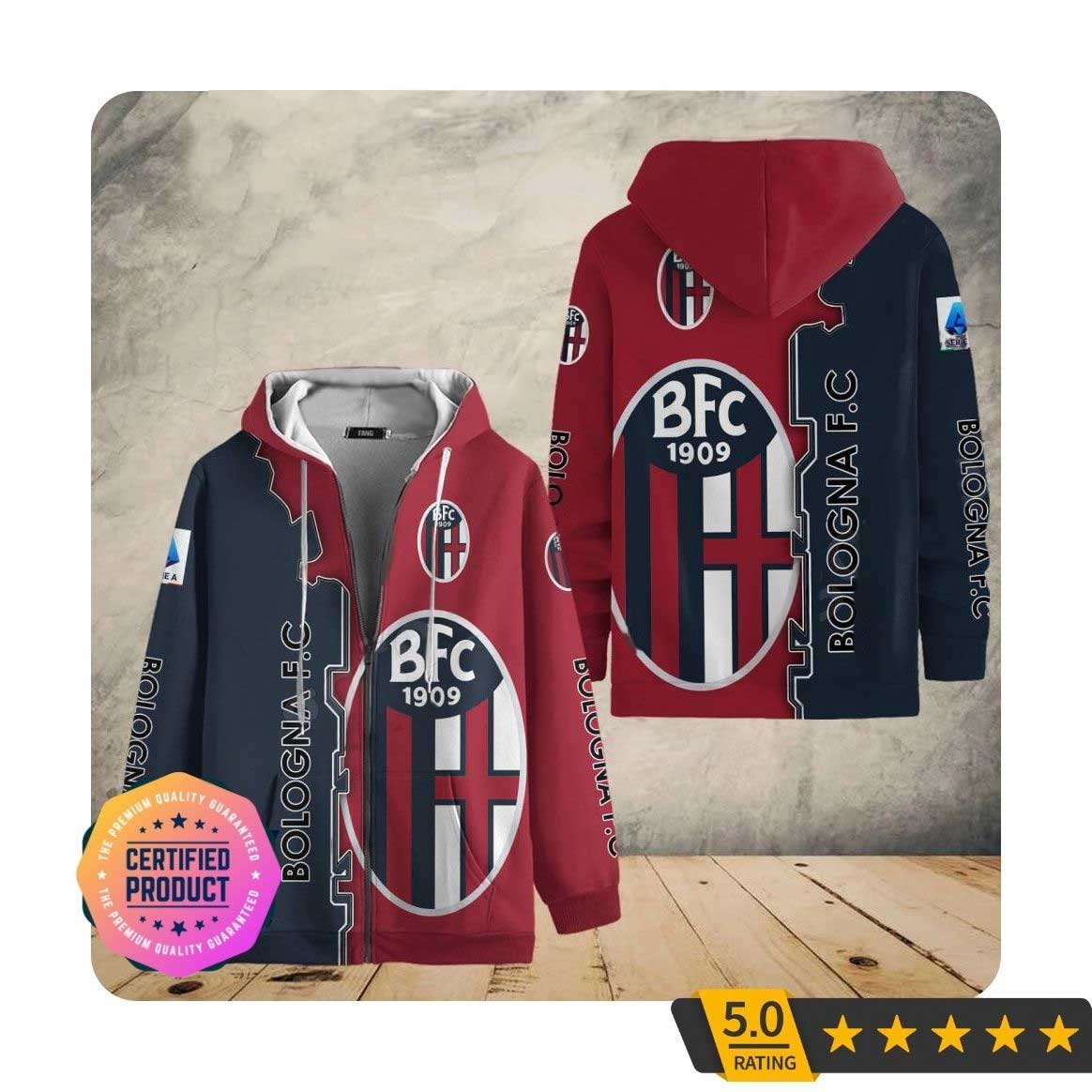 Bologna FC Rot Marine Reißverschluss-Hoodie