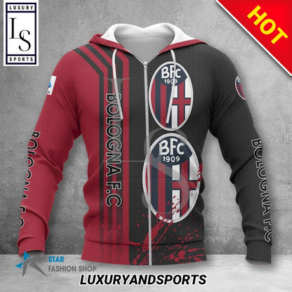 Bologna FC Rot Schwarz Reißverschluss-Hoodie