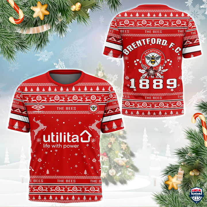 Brentford FC 1889 Hässliches Weihnachten T-Shirt